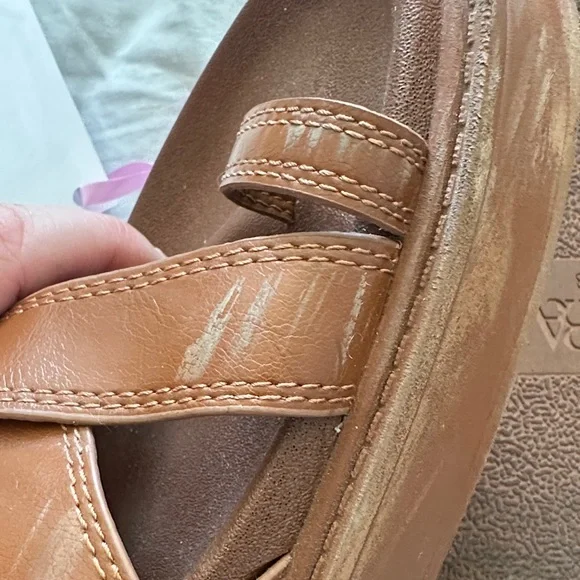 Zara Brown Leather cross strap Sandals - Picture 5 of 5